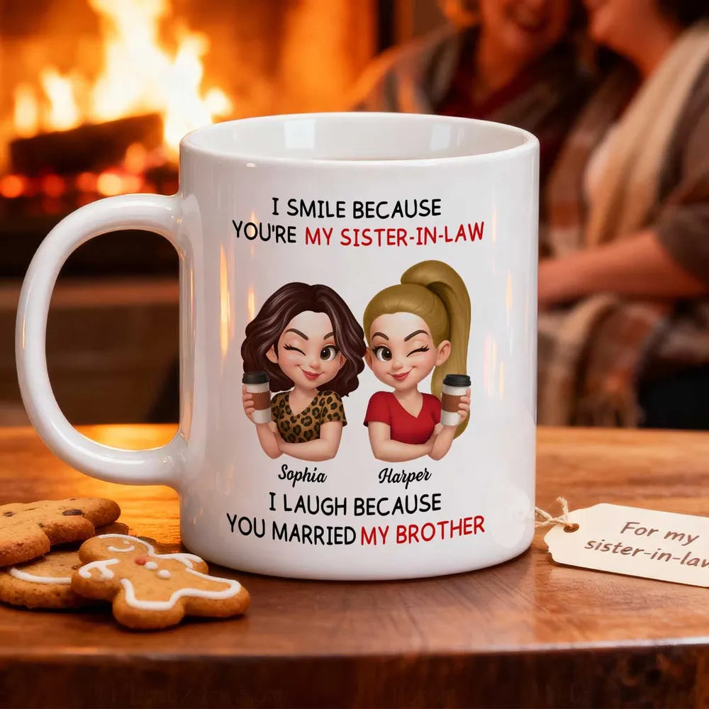 Tazza Divertente Per Cognato: 'I'm Happy You Are My Brother-in-Law...' - Ceramica 325 Ml, Nero