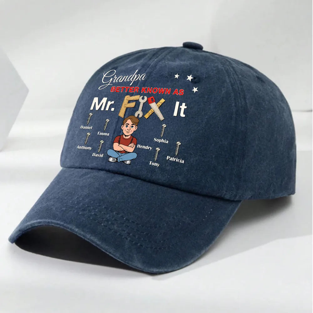Mr Fix It - Personalized Custom Vintage Washed Denim Cap – 我的商店