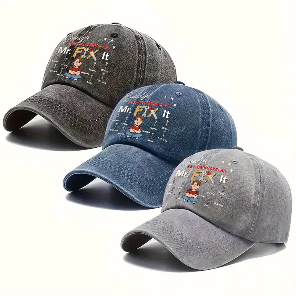 Mr Fix It - Personalized Custom Vintage Washed Denim Cap – 我的商店
