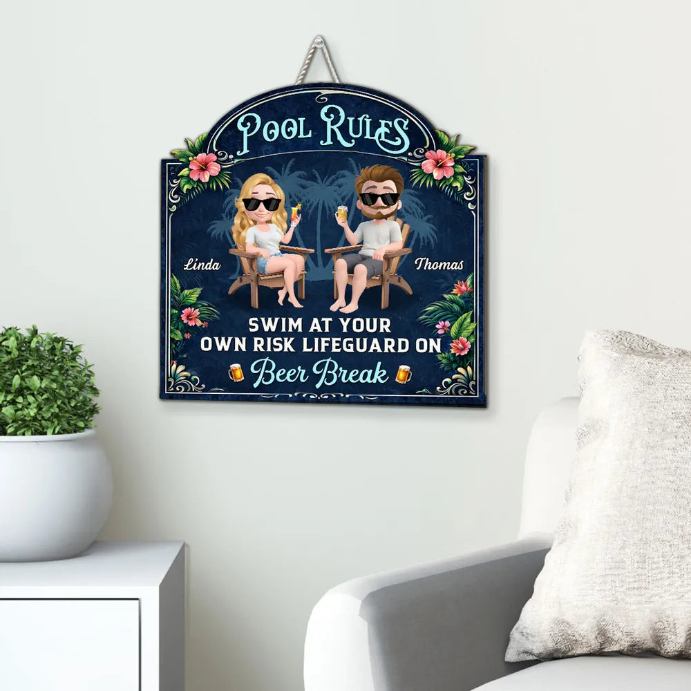 Poolside Paradise Version 2 - Personalized Custom Wood Sign – 我的商店