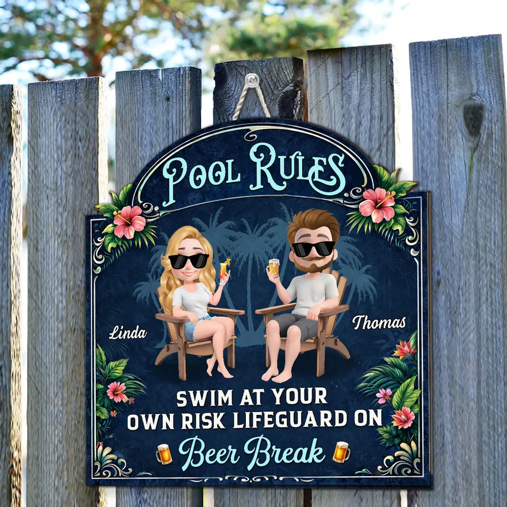 Poolside Paradise Version 2 - Personalized Custom Wood Sign – 我的商店