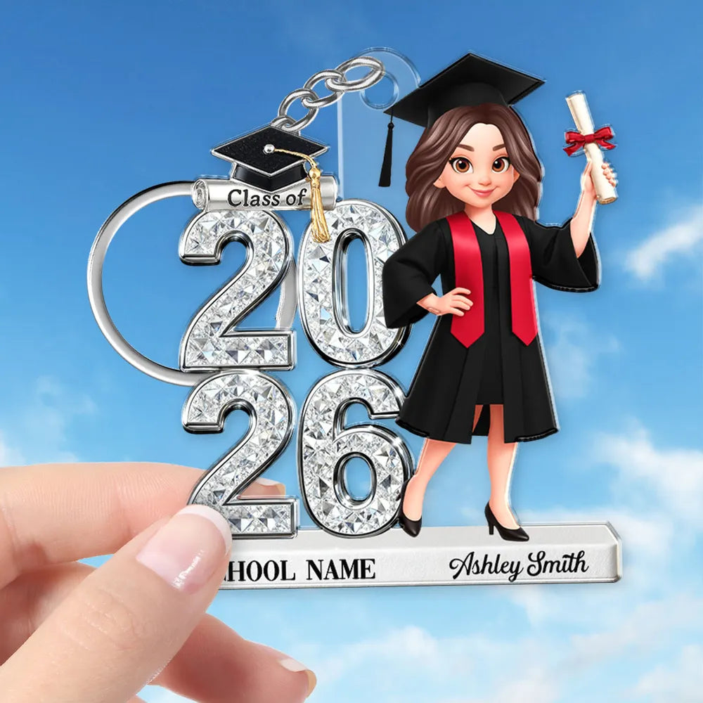 Personalized Graduation Acrylic Keychain Class of 2026 With Cap and Di ...