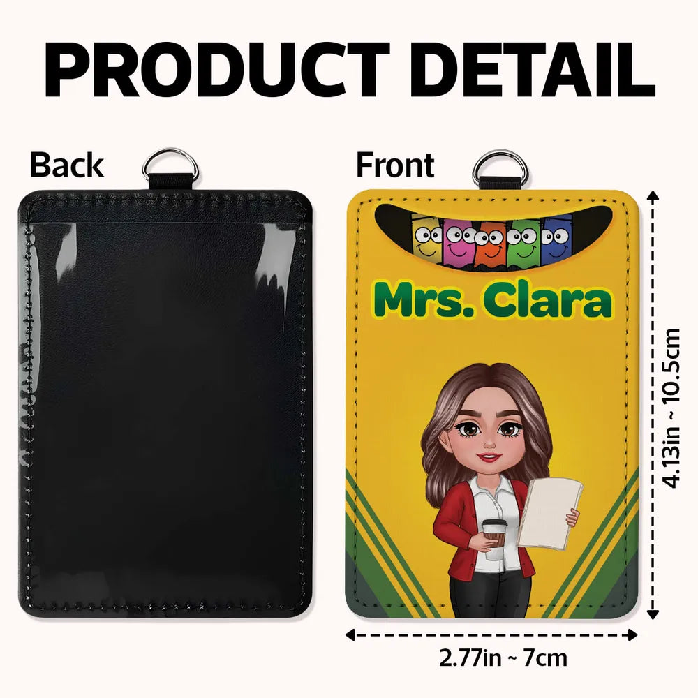 Crayon box themed teacher name personalized id badge holder back to s