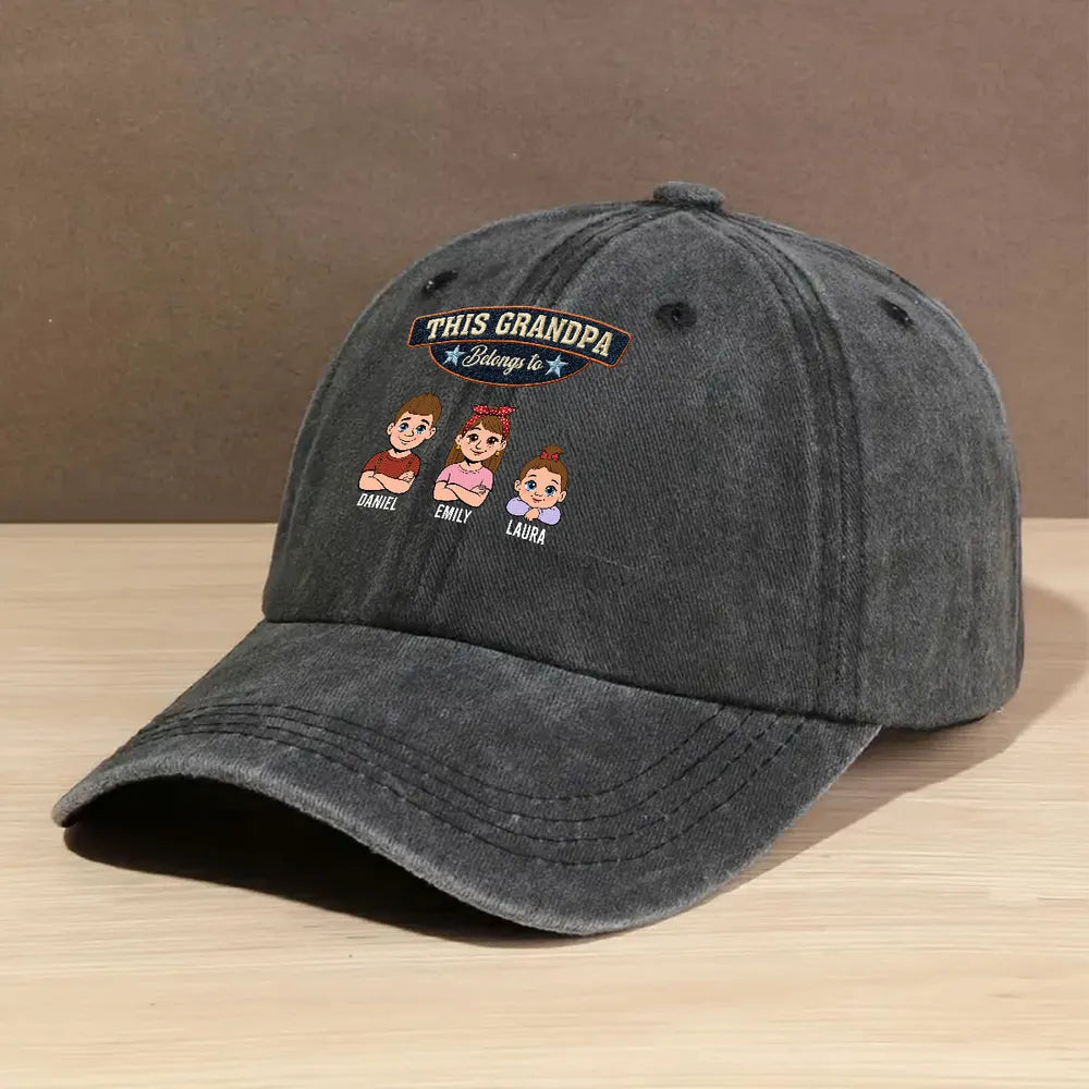 Forever My Kids - Personalized Custom Vintage Washed Denim Cap – 我的商店